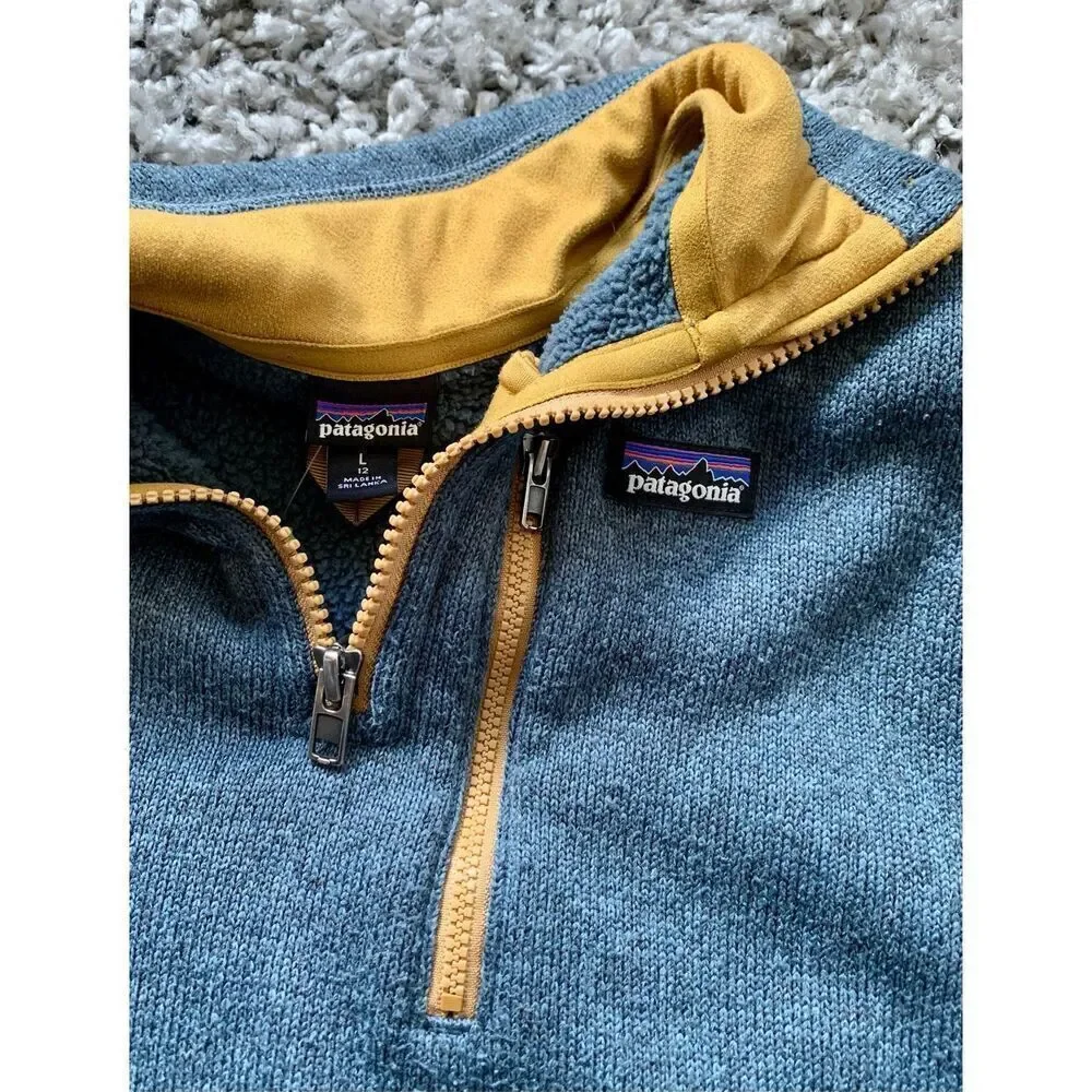 Patagonia BETTER SWEATER 1/4 zip pullover BLUE Fleece Jacket KIDS YOUTH L